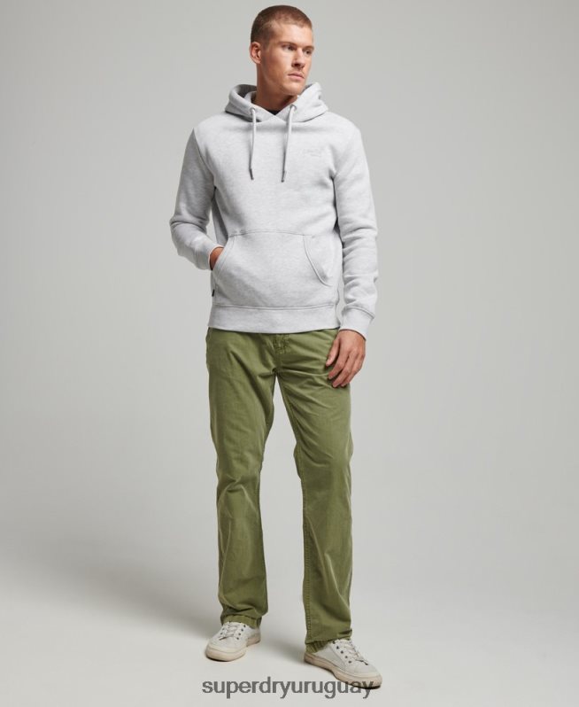 uy Superdry hombres sudadera con logo bordado gris claro DT2N8Z460 ropa