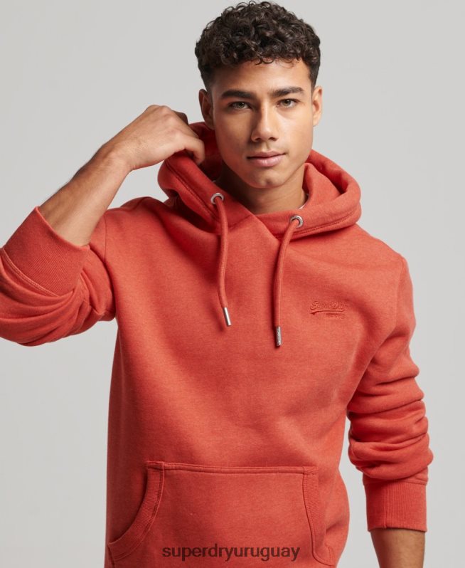 uy Superdry hombres sudadera con logo bordado naranja DT2N8Z791 ropa
