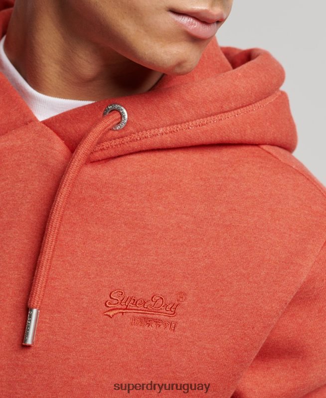 uy Superdry hombres sudadera con logo bordado naranja DT2N8Z791 ropa