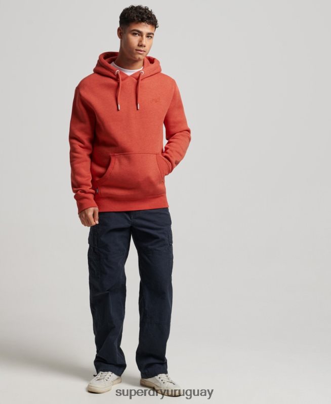 uy Superdry hombres sudadera con logo bordado naranja DT2N8Z791 ropa