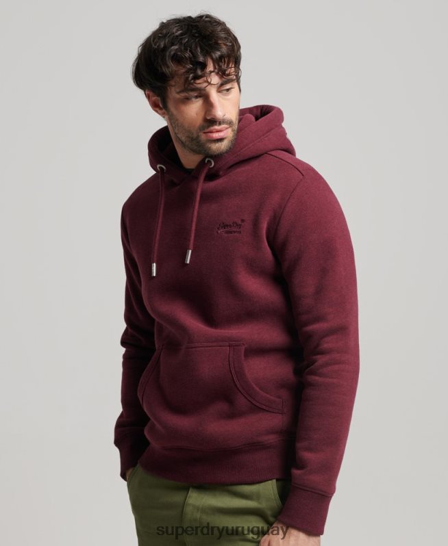 uy Superdry hombres sudadera con logo bordado rojo DT2N8Z455 ropa