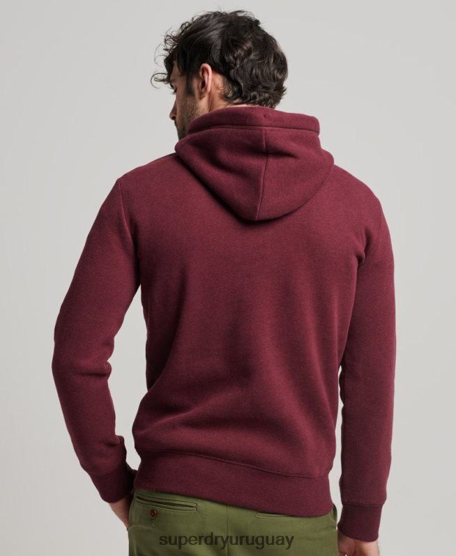 uy Superdry hombres sudadera con logo bordado rojo DT2N8Z455 ropa