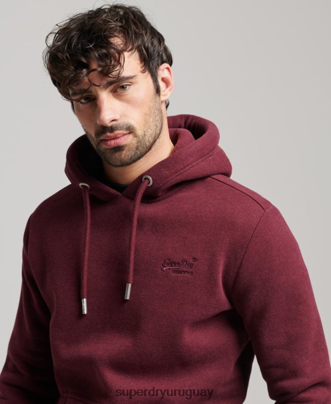 uy Superdry hombres sudadera con logo bordado rojo DT2N8Z455 ropa