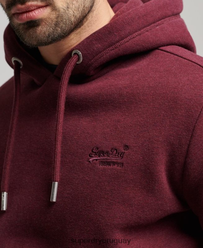 uy Superdry hombres sudadera con logo bordado rojo DT2N8Z455 ropa