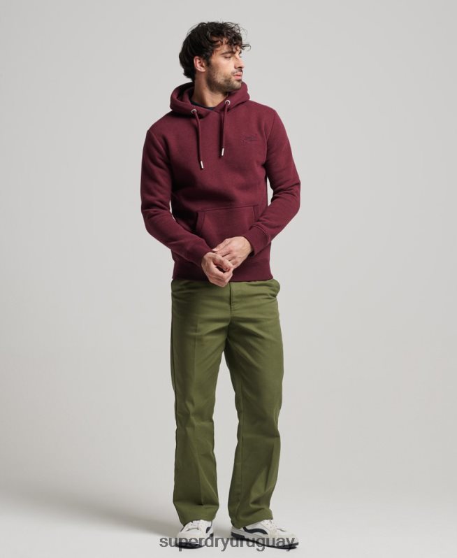 uy Superdry hombres sudadera con logo bordado rojo DT2N8Z455 ropa