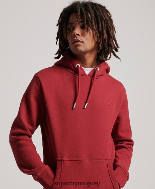 uy Superdry hombres sudadera con logo bordado rojo DT2N8Z738 ropa