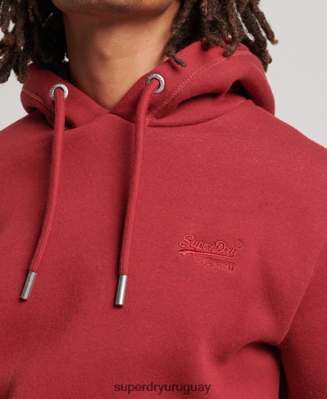 uy Superdry hombres sudadera con logo bordado rojo DT2N8Z738 ropa