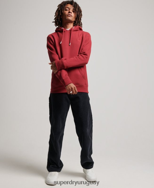 uy Superdry hombres sudadera con logo bordado rojo DT2N8Z738 ropa