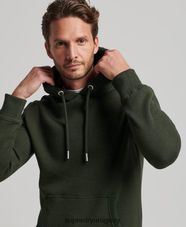 uy Superdry hombres sudadera con logo bordado verde DT2N8Z762 ropa