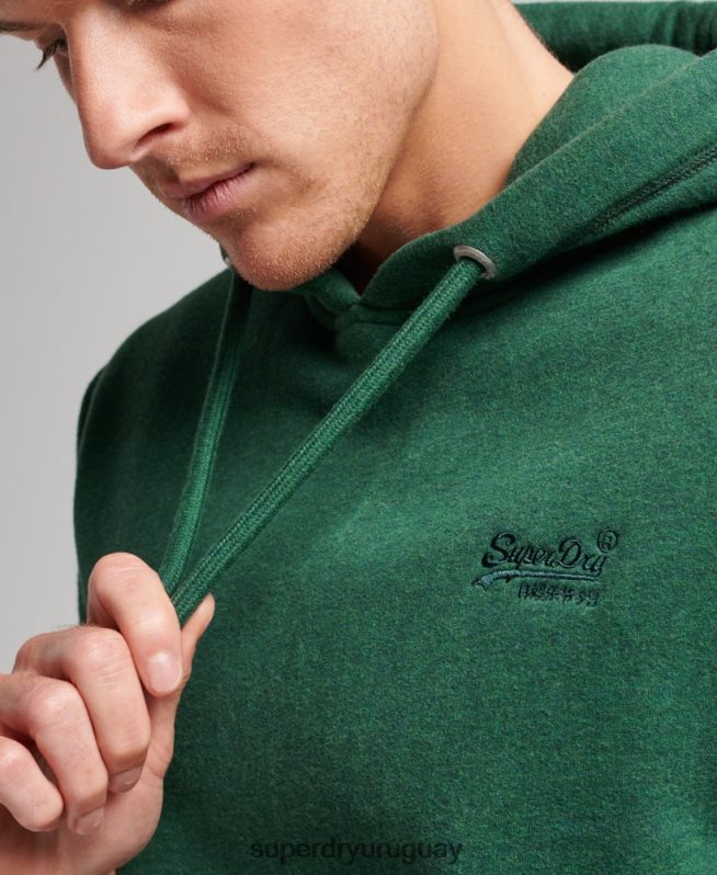 uy Superdry hombres sudadera con logo bordado verde DT2N8Z783 ropa