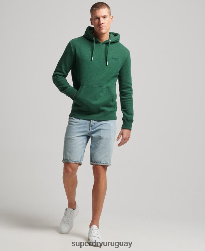 uy Superdry hombres sudadera con logo bordado verde DT2N8Z783 ropa