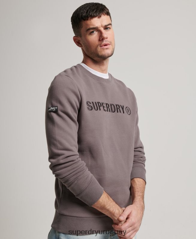uy Superdry hombres sudadera con logo de corporación gris oscuro DT2N8Z5203 ropa