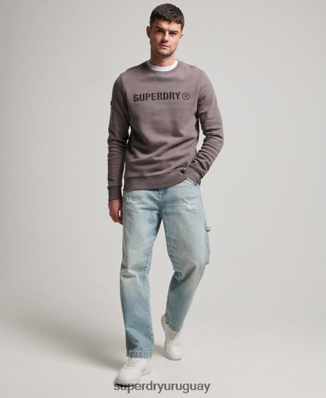 uy Superdry hombres sudadera con logo de corporación gris oscuro DT2N8Z5203 ropa