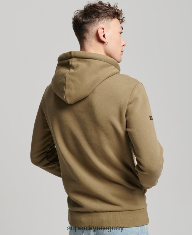 uy Superdry hombres sudadera con logo vintage premium sobreteñida caqui DT2N8Z524 ropa