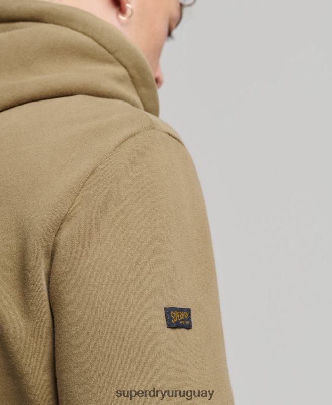 uy Superdry hombres sudadera con logo vintage premium sobreteñida caqui DT2N8Z524 ropa