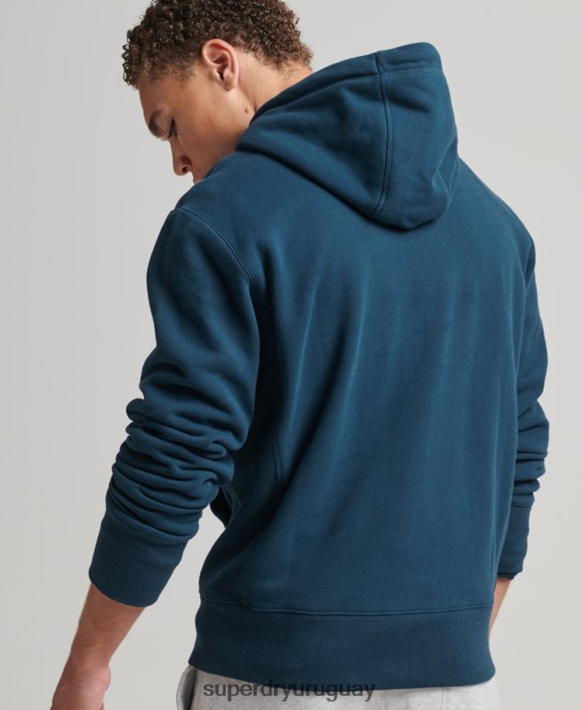 uy Superdry hombres sudadera con logo y apliques apilados azul oscuro DT2N8Z5161 ropa