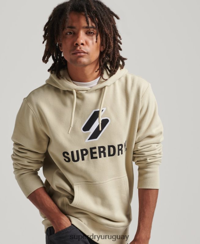 uy Superdry hombres sudadera con logo y apliques apilados beige DT2N8Z5160 ropa