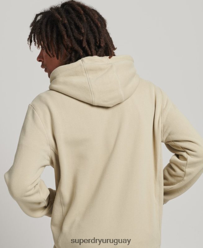 uy Superdry hombres sudadera con logo y apliques apilados beige DT2N8Z5160 ropa