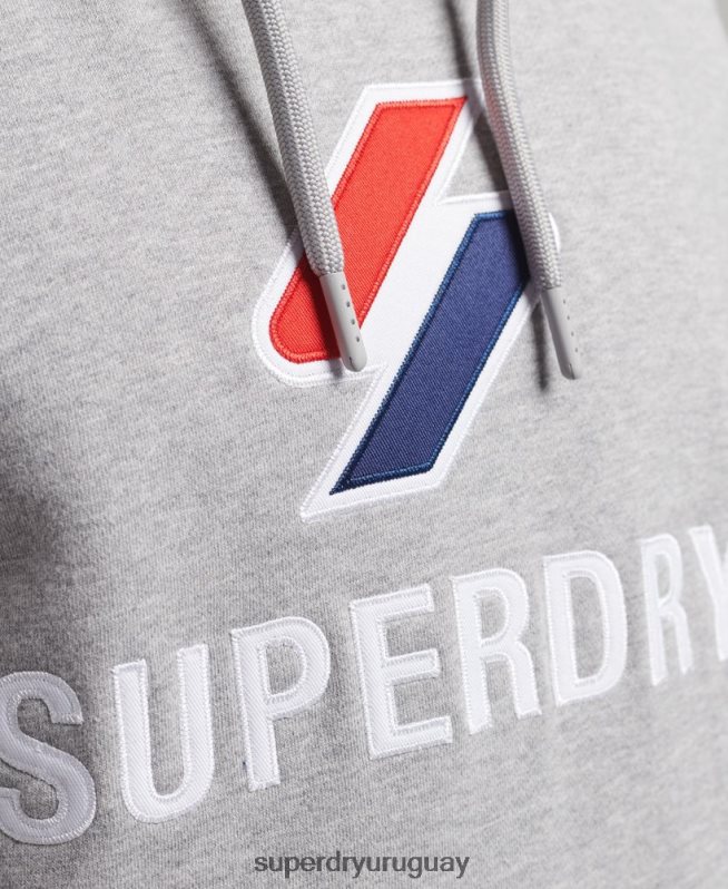 uy Superdry hombres sudadera con logo y apliques apilados gris DT2N8Z5115 ropa