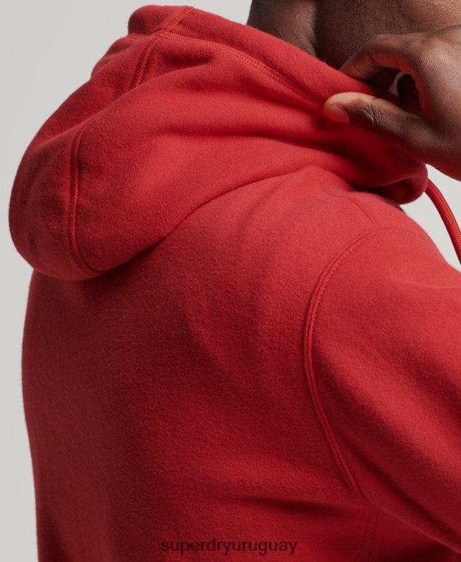 uy Superdry hombres sudadera con logo y apliques apilados rojo DT2N8Z5194 ropa
