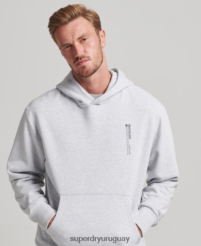 uy Superdry hombres sudadera con micro lateral reciclado gris claro DT2N8Z5014 ropa