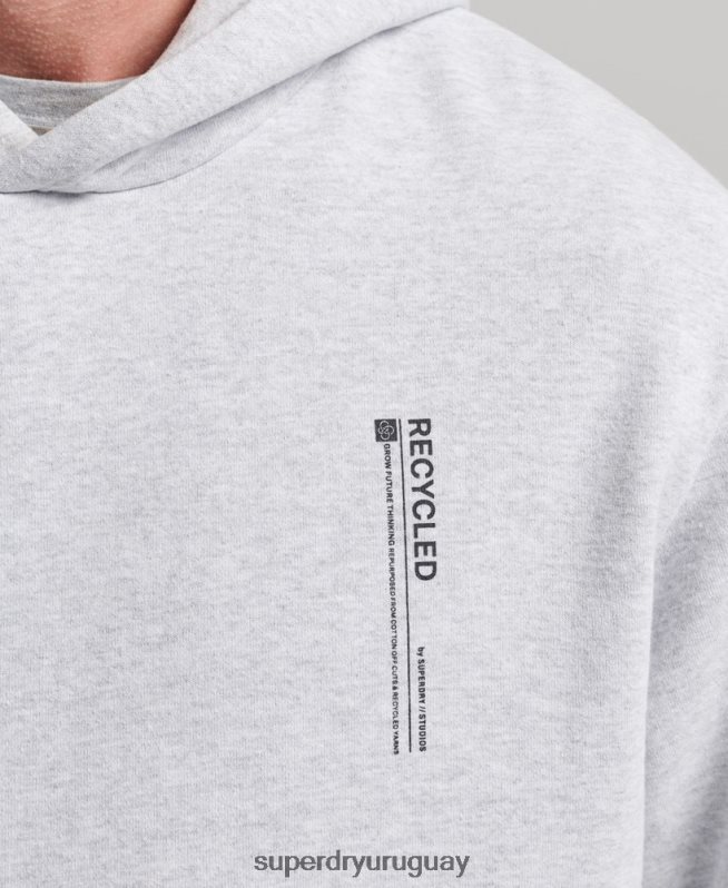 uy Superdry hombres sudadera con micro lateral reciclado gris claro DT2N8Z5014 ropa