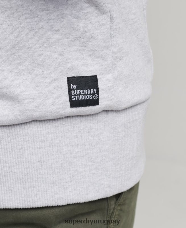 uy Superdry hombres sudadera con micro lateral reciclado gris claro DT2N8Z5014 ropa