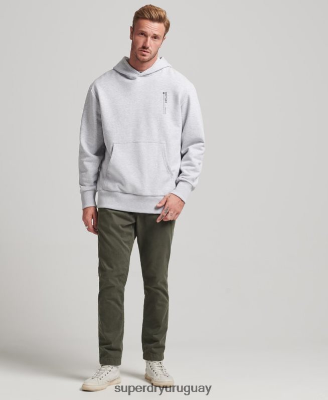 uy Superdry hombres sudadera con micro lateral reciclado gris claro DT2N8Z5014 ropa