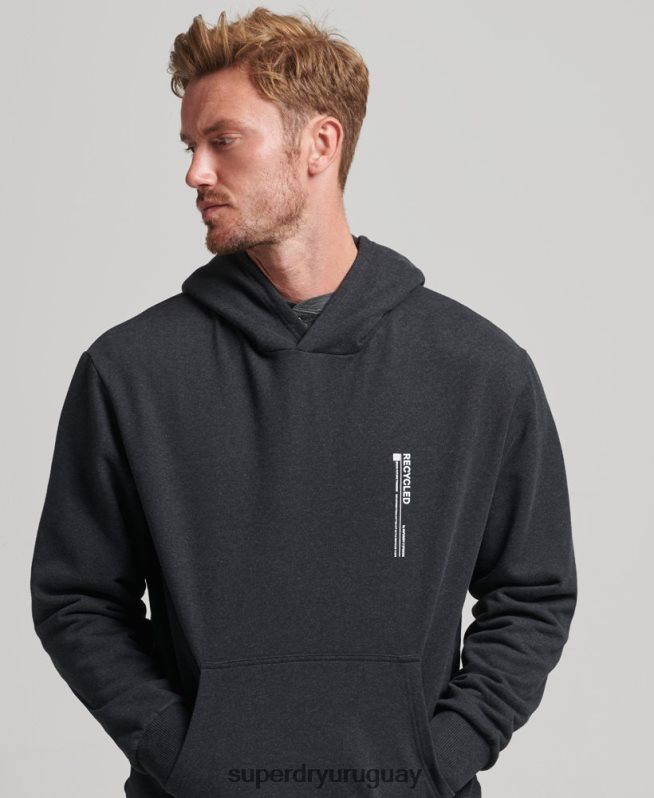 uy Superdry hombres sudadera con micro lateral reciclado negro DT2N8Z4991 ropa