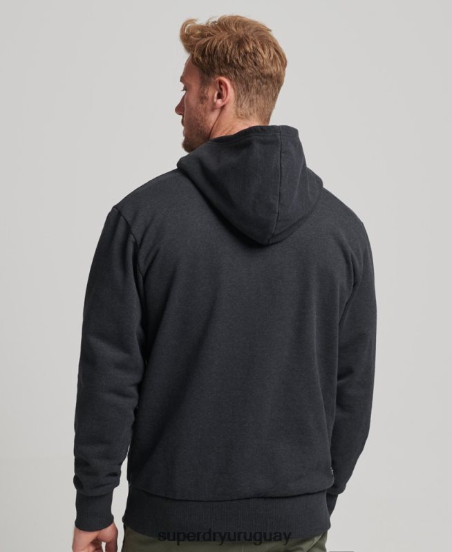 uy Superdry hombres sudadera con micro lateral reciclado negro DT2N8Z4991 ropa