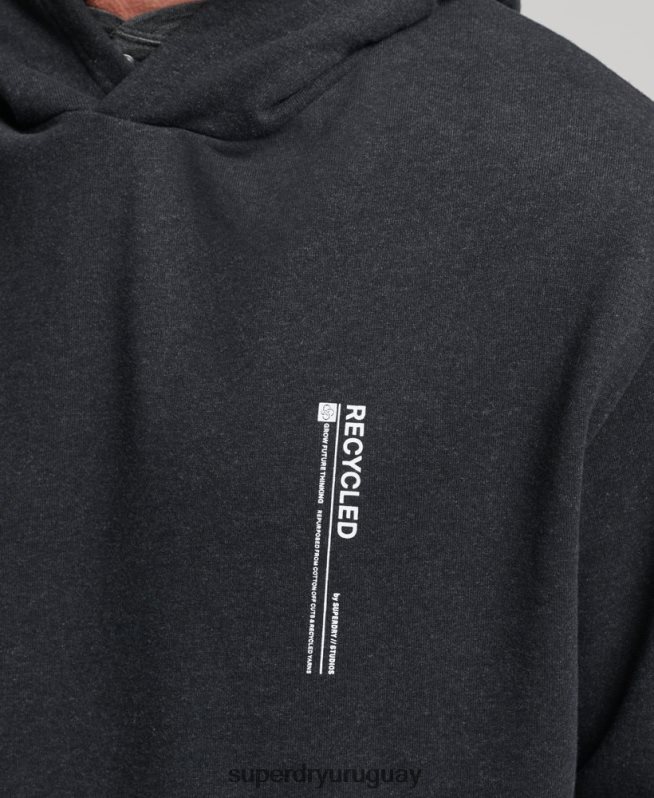 uy Superdry hombres sudadera con micro lateral reciclado negro DT2N8Z4991 ropa