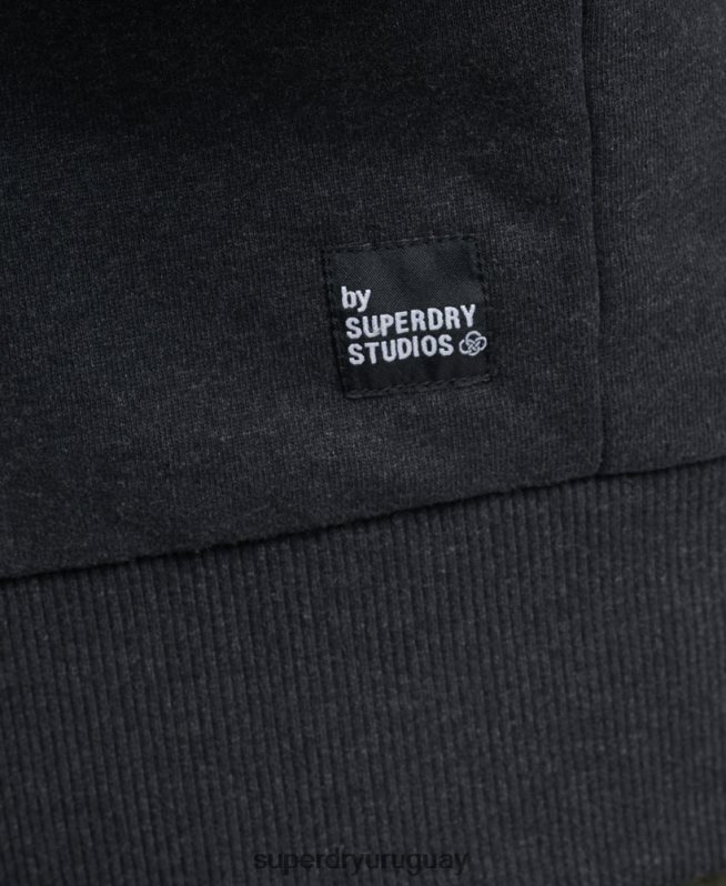 uy Superdry hombres sudadera con micro lateral reciclado negro DT2N8Z4991 ropa