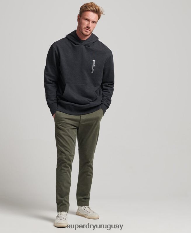 uy Superdry hombres sudadera con micro lateral reciclado negro DT2N8Z4991 ropa