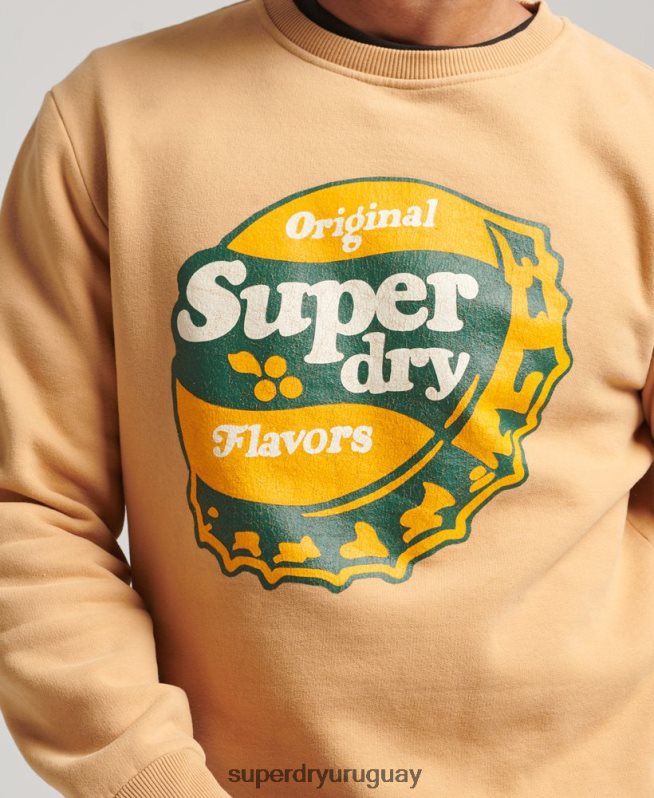 uy Superdry hombres sudadera cooper nostalgia crew amarillo DT2N8Z4994 ropa