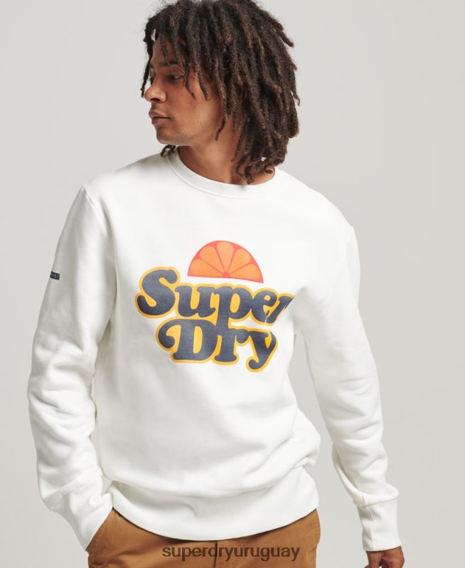 uy Superdry hombres sudadera cooper nostalgia crew crema DT2N8Z5051 ropa