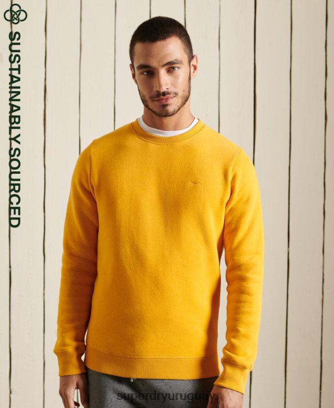 uy Superdry hombres sudadera de algodón orgánico con logo vintage amarillo DT2N8Z5046 ropa