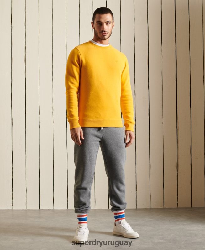 uy Superdry hombres sudadera de algodón orgánico con logo vintage amarillo DT2N8Z5046 ropa