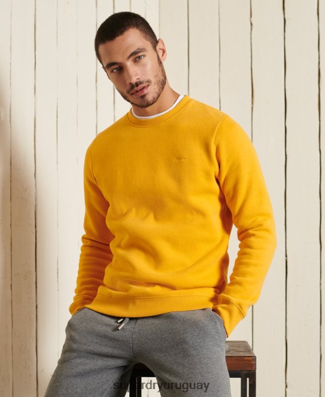 uy Superdry hombres sudadera de algodón orgánico con logo vintage amarillo DT2N8Z5046 ropa