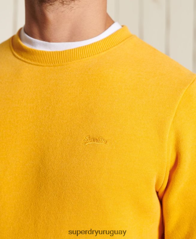 uy Superdry hombres sudadera de algodón orgánico con logo vintage amarillo DT2N8Z5046 ropa
