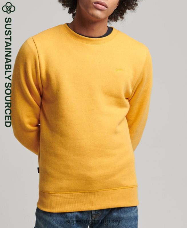 uy Superdry hombres sudadera de algodón orgánico con logo vintage amarillo DT2N8Z5068 ropa