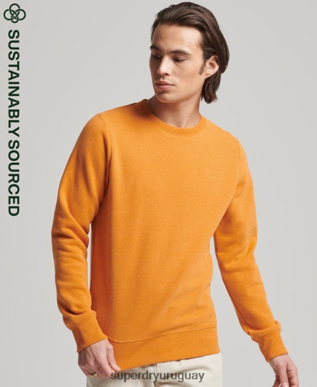 uy Superdry hombres sudadera de algodón orgánico con logo vintage amarillo DT2N8Z694 ropa