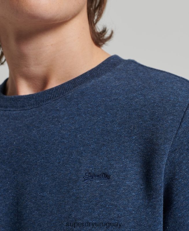 uy Superdry hombres sudadera de algodón orgánico con logo vintage azul DT2N8Z888 ropa