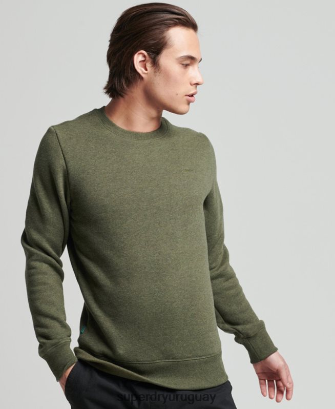 uy Superdry hombres sudadera de algodón orgánico con logo vintage caqui DT2N8Z558 ropa