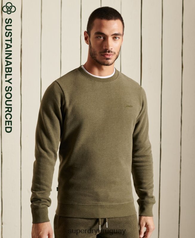uy Superdry hombres sudadera de algodón orgánico con logo vintage caqui DT2N8Z865 ropa