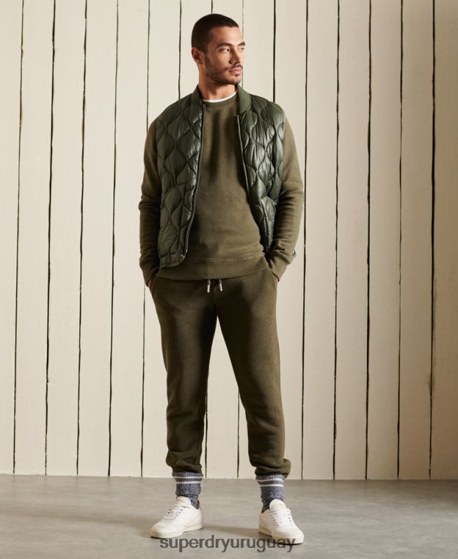 uy Superdry hombres sudadera de algodón orgánico con logo vintage caqui DT2N8Z865 ropa