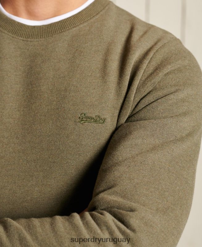 uy Superdry hombres sudadera de algodón orgánico con logo vintage caqui DT2N8Z865 ropa