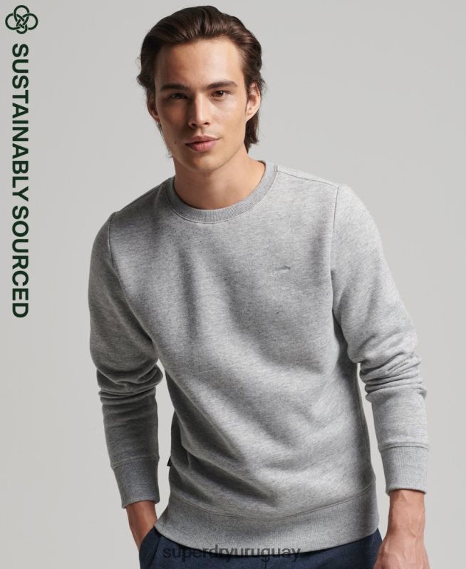 uy Superdry hombres sudadera de algodón orgánico con logo vintage gris DT2N8Z528 ropa