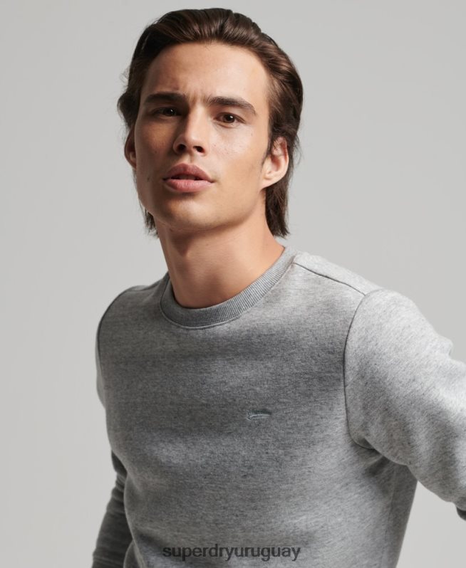 uy Superdry hombres sudadera de algodón orgánico con logo vintage gris DT2N8Z528 ropa