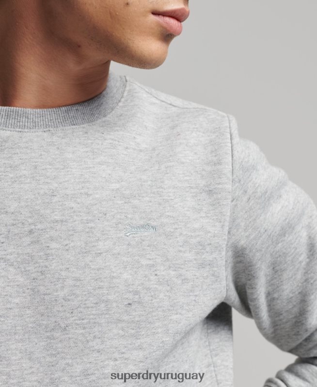 uy Superdry hombres sudadera de algodón orgánico con logo vintage gris DT2N8Z528 ropa