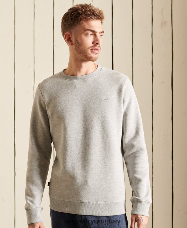 uy Superdry hombres sudadera de algodón orgánico con logo vintage gris DT2N8Z663 ropa